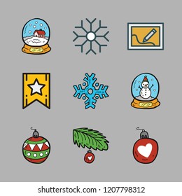 ornament icon set. vector set about bauble, snowflake, picture and lace icons set.