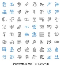 ornament icons set. Collection of ornament with flower, snowing, gift, certificate, bird cage, gifts, flowers, cage, native american, garland. Editable and scalable ornament icons.