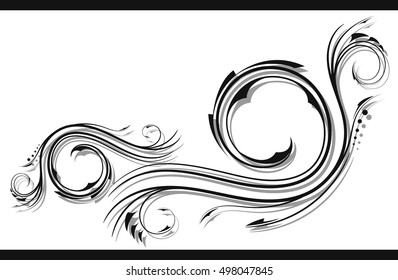 Ornament Illustration of the abstract fantasy flowers black silhouette on white background. Vector Illustration.