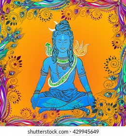Ornament illustration with God Shiva. Illustration of Happy Maha Shivaratri. Moveable feast, we have it on the night before the new moon falls in February and March. Mahashivaratri festival. 
