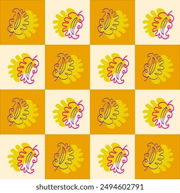 Ornament from Indian culture motifs.Vector.Image on white and color background.Seamless pattern.
