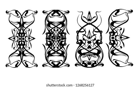Ornament ink Design elements drawing style vector illustration isolated on white background