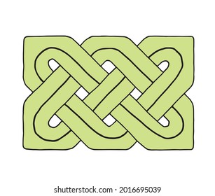 Ornament ink hand drawing. Basket weave knot vector illustration.