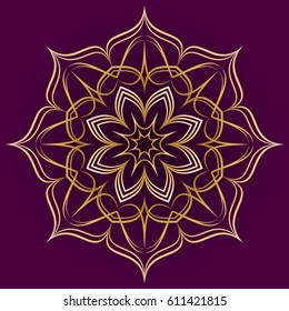 Ornament invitation card with lace background. Mandala style. Vector illustration