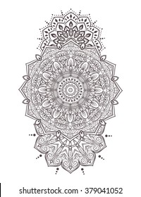 Ornament invitation card with mandala. Geometric circle element made in vector. Mandala for decoration holiday cards, background and sites. Kaleidoscope, medallion, yoga, India, arabic