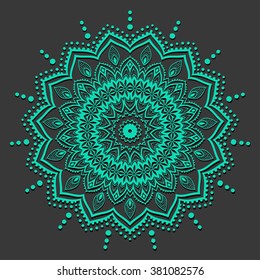 Ornament invitation card with mandala. Geometric circle element made in vector. Mandala for decoration holiday cards, background and sites. Kaleidoscope, medallion, yoga, India, arabic