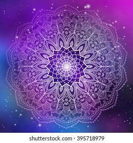 Ornament invitation card with mandala. Geometric circle element made in vector. Mandala for decoration holiday cards, background and sites. Kaleidoscope, medallion, yoga, India, arabic