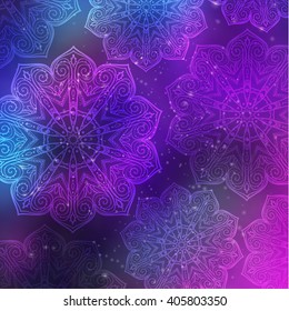 Ornament invitation card with mandala. Geometric circle element made in vector. Mandala for decoration holiday cards, background and sites. Kaleidoscope, medallion, yoga, India, arabic