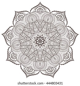 Ornament invitation card with mandala. Geometric circle element made in vector. Mandala for decoration holiday cards, background and sites. Kaleidoscope, medallion, yoga, India, arabic