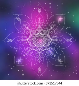 Ornament invitation card with mandala. Geometric circle element made in vector. Mandala for decoration holiday cards, background and sites. Kaleidoscope, medallion, yoga, India, arabic
