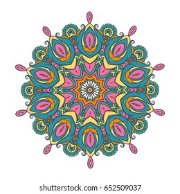 Ornament invitation card with mandala. Geometric circle element made in vector. Mandala for decoration holiday cards, background and sites. Kaleidoscope, medallion, yoga, India, arabic