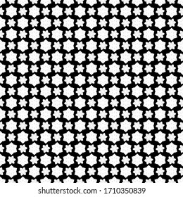Ornament for invitations, birthday, greeting cards, web pages. Luxury wallpaper on black. Vector seamless texture in Eastern style. Ornate white pattern for design.