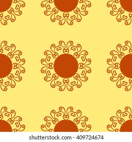 Ornament, kaleidoscopic floral  yantra. Indian Art Print. . Seamless ornament lace. Oriental vector pattern. Islamic,Arabic, Indian, Turkish, Pakistan, Chinese, Asian, Moroccan, Ottoman motifs. 