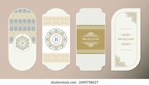 Ornament Label Templates Set with Geometric Pattern Layout