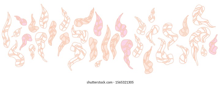  Ornament with leafs. Decor element for your design and other. Ornate pattern, background. Vector image, clipart, editable details. 