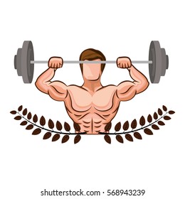 ornament leaves with muscle man lifting a disc weights