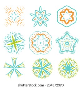 Ornament line art design colorful set