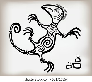 Ornament lizard in the ancient ethnic style. EPS10 vector illustration