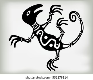 Ornament lizard in the ancient style. EPS10 vector illustration