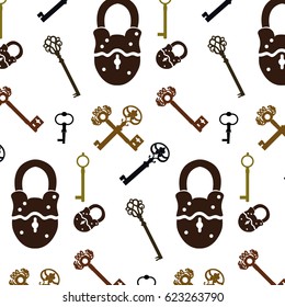 Ornament of locks and keys, vector illustration