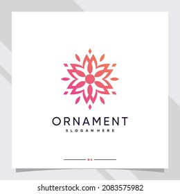 Ornament logo design template with line art style