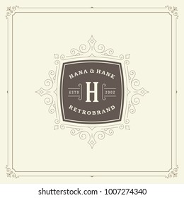 Ornament logo design template vector flourishes calligraphic vintage frame. Good for Luxury Crest, boutique brand, wedding shop, hotel sign. Ornament logo design template vector flourishes calligraphic vintage frame. Good for Luxury Crest, boutique brand, wedding shop, hotel sign.