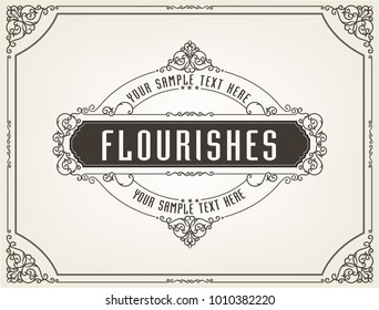 Ornament logo design template vector flourishes calligraphic vintage frame. Good for Luxury Crest, boutique brand, wedding shop, hotel sign.