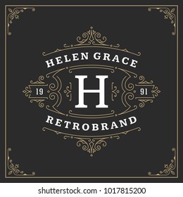 Ornament logo design template vector flourishes calligraphic vintage frame. Good for Luxury Crest, boutique brand, wedding shop, hotel sign.