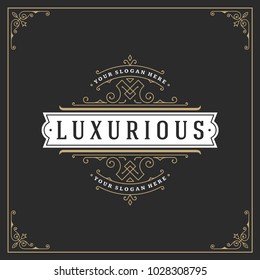 Ornament logo design template vector flourishes calligraphic vintage frame. Good for Luxury Crest, boutique brand, wedding shop, hotel sign.