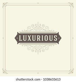 Die Design-Vorlage für das Ornament-Logo, Vektorgrafik, floriert kalligrafische Vintage-Rahmen. Gut für Luxus-Crest, Boutique-Marke, Hochzeitsgeschäft, Hotelschild.