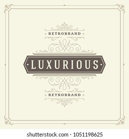 Ornament logo design template vector flourishes calligraphic vintage frame. Good for Luxury Crest, boutique brand, wedding shop, hotel sign.