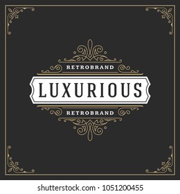 Ornament logo design template vector flourishes calligraphic vintage frame. Good for Luxury Crest, boutique brand, wedding shop, hotel sign.