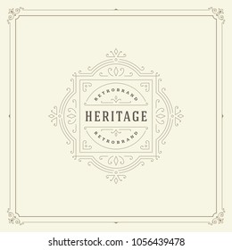 Ornament logo design template vector flourishes calligraphic vintage frame. Good for Luxury Crest, boutique brand, wedding shop, hotel sign.