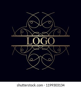 Ornament logo design template vector flourishes calligraphic decorations elegant royal lines