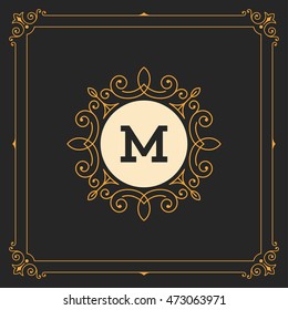 Ornament Logo Design Template Vector Decoration, Flourishes Calligraphic Elegant Royal Frame Lines. Good for Luxury Crest.