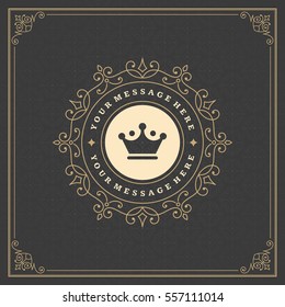 Ornament Logo Design Template Vector Decoration, Flourishes Calligraphic Elegant Royal Frame Lines. Good for Luxury Crest.