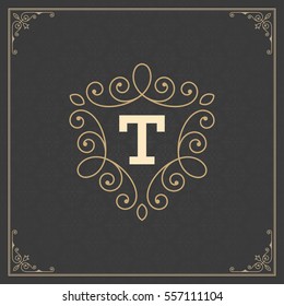 Ornament Logo Design Template Vector Decoration, Flourishes Calligraphic Elegant Royal Frame Lines. Good for Luxury Crest.