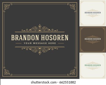 Ornament logo design template vector flourishes calligraphic decorations elegant royal frame lines. Good for Luxury Crest, boutique brand, wedding shop, hotel sign.
