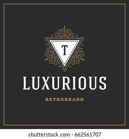 Ornament logo design template vector flourishes calligraphic decorations elegant royal lines. Good for Luxury Crest, boutique brand, wedding shop, hotel sign.