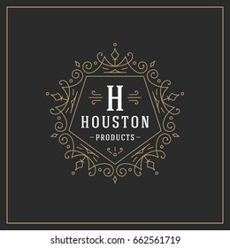 Ornament logo design template vector flourishes calligraphic decorations elegant royal lines. Good for Luxury Crest, boutique brand, wedding shop, hotel sign.