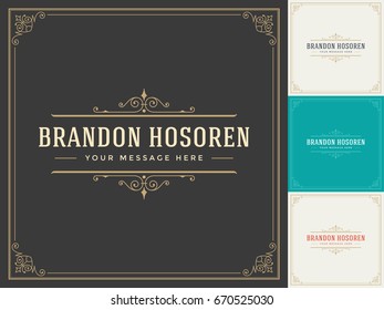 Ornament logo design template vector flourishes calligraphic decorations elegant royal frame lines. Good for Luxury Crest, boutique brand, wedding shop, hotel sign.