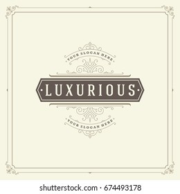 Ornament logo design template vector flourishes calligraphic decorations elegant royal lines. Good for Luxury Crest, boutique brand, wedding shop, hotel sign.