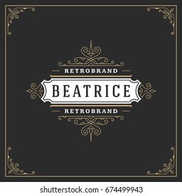 Ornament logo design template vector flourishes calligraphic decorations elegant royal lines. Good for Luxury Crest, boutique brand, wedding shop, hotel sign.