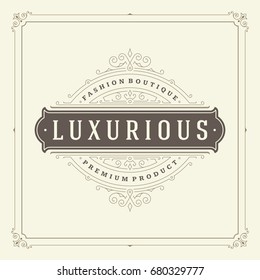 Ornament logo design template vector flourishes calligraphic decorations elegant royal lines. Good for Luxury Crest, boutique brand, wedding shop, hotel sign.