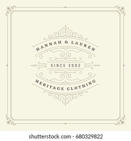 Ornament logo design template vector flourishes calligraphic decorations elegant royal lines. Good for Luxury Crest, boutique brand, wedding shop, hotel sign.