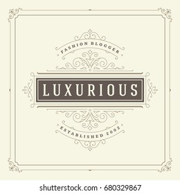 Ornament logo design template vector flourishes calligraphic decorations elegant royal lines. Good for Luxury Crest, boutique brand, wedding shop, hotel sign.