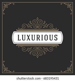 Ornament logo design template vector flourishes calligraphic decorations elegant royal lines. Good for Luxury Crest, boutique brand, wedding shop, hotel sign.