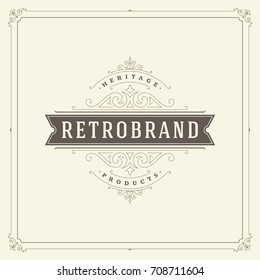 Ornament logo design template vector flourishes calligraphic vintage frame. Good for Luxury Crest, boutique brand, wedding shop, hotel sign.