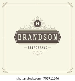 Ornament logo design template vector flourishes calligraphic vintage frame. Good for Luxury Crest, boutique brand, wedding shop, hotel sign.
