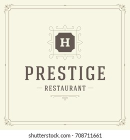 Ornament logo design template vector flourishes calligraphic vintage frame. Good for Luxury Crest, boutique brand, wedding shop, hotel sign.